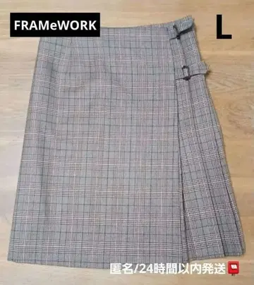 FRAMeWORK L 체크 랩 플리츠 스커트 울 100 일본제