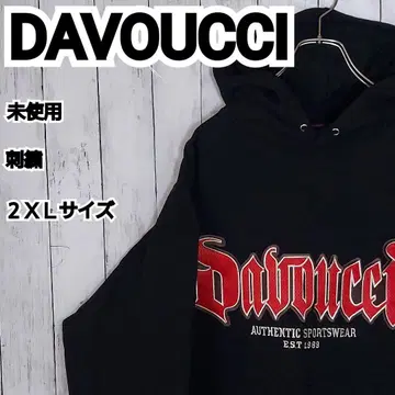 [ DAVOUCCI ] 미사용 다보치 자수 후드티 후디 2XL 블랙