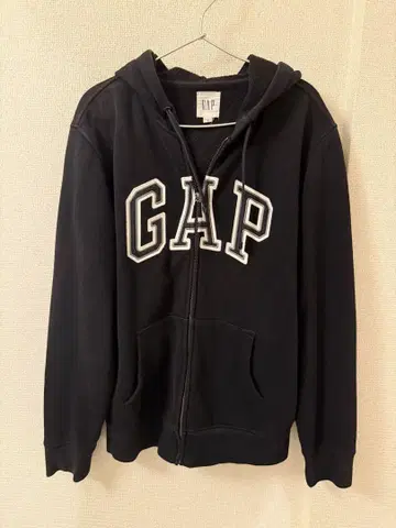 GAP 후드 부착 지퍼 후드티 블랙