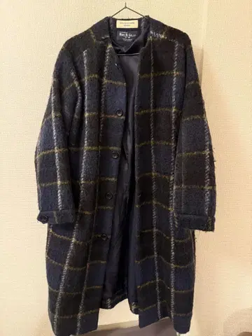BEAMS BOY 체스터 코트 네이비 계열 체크
