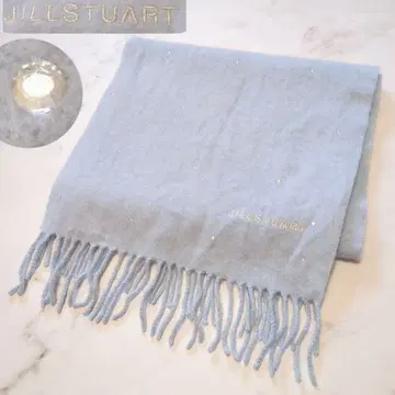 질스튜어트 캐시미어 100% 비쥬 큐빅 머플러 로고 자수