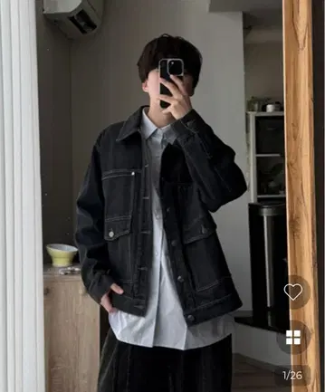 포켓 컬러 데님 자켓