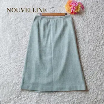 NOUVELLINE [ LL ] 스카이블루 타이트 스커트 라메 믹스