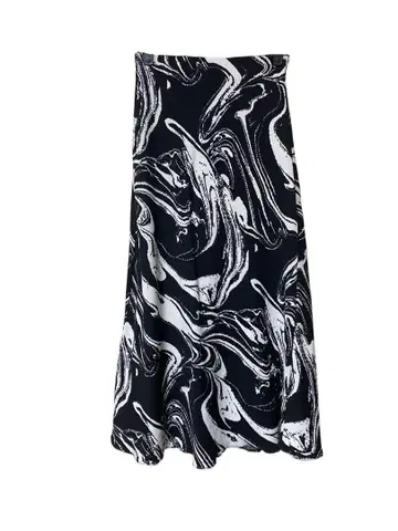 ZARA 자카드 플레어 스커트 모노톤 모드 마블 파도 패턴