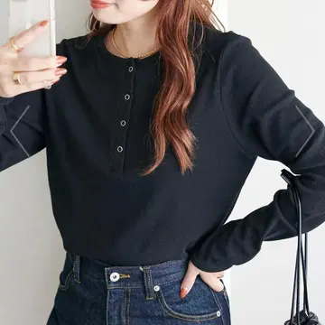 DISCOAT 디스코트 와플 보더 긴팔 T셔츠 M 사이즈 블랙