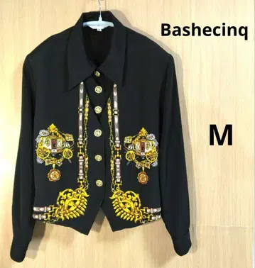 Bashecinq 장식적인 골드 버튼 블랙 긴팔 셔츠 M