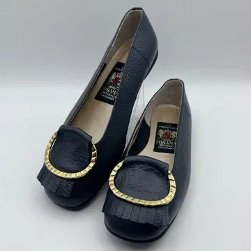 컨디션 최상 스테디셀러 미하마 커터 플랫슈즈 네이비 23.5cm