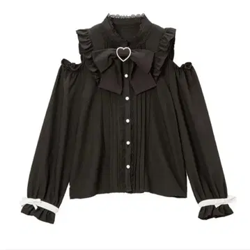 Dear My Love 하트 버클 리본 오프숄더 블라우스