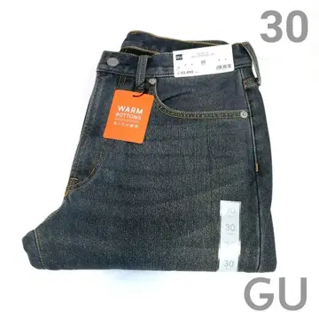 새상품 30 GU 안감 플리스 스트레치 슬림 청바지 블루