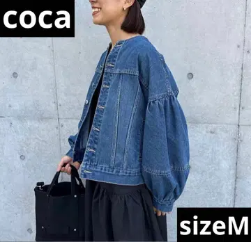 coca 코카 볼륨 슬리브 데님 자켓 노카라 G 자켓