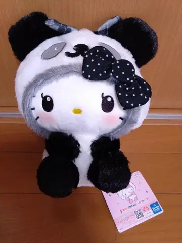 팬더 헬로키티 텍스타일 리본 BIG 봉제 인형 블랙