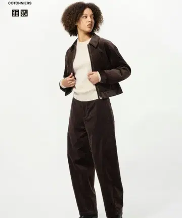 UNIQLO 코듀로이 커브 팬츠 S 다크 브라운