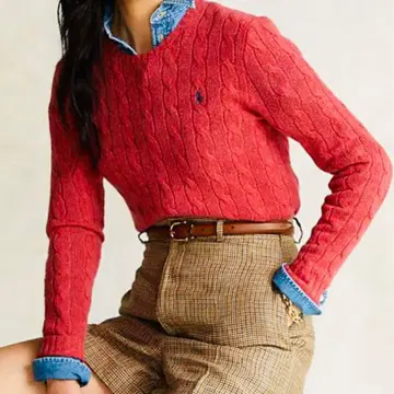 [새상품급] 현행 택 폴로 랄프로렌 캐시미어 혼방 케이블 니트 루즈 XS