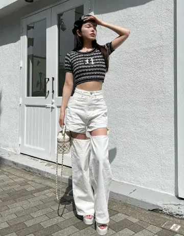 컷 아웃 데님 팬츠