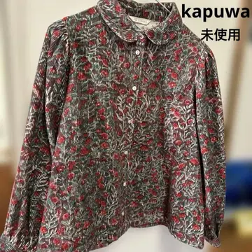 [ 미사용 ] kapuwa 코듀로이 꽃무늬 긴팔 셔츠 인도산 두꺼운 원단
