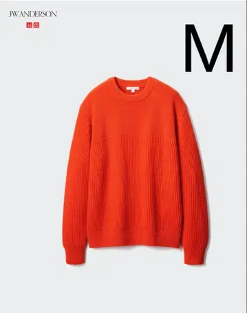 미사용 새상품 유니클로 JWA 리브 크루넥 스웨터 오렌지 M