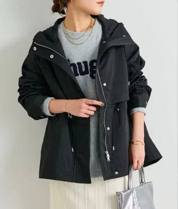 un dix cors 드로스트 미들 기장 자켓 블랙