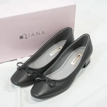미사용 DIANA 리본 펌프스 가죽 블랙 23.5cm