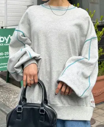 CIAOPANIC TYPY 배색 스티치 오버 맨투맨