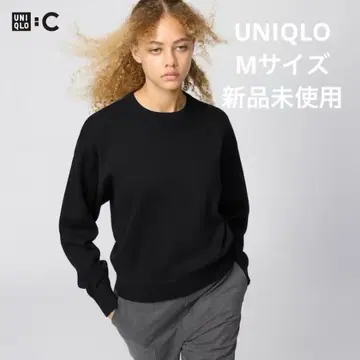 [ 미사용 새상품 ] 유니클로 스무스 코튼 크루넥 스웨터 블랙 M