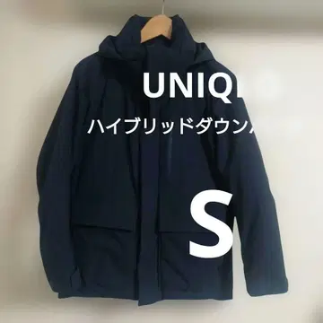 유니클로 하이브리드 다운 후드티 네이비 S 다운 자켓