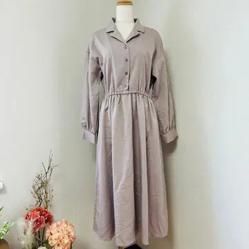고품질 ELENCARE DUE F 모카 허리 셔링 셔츠 원피스