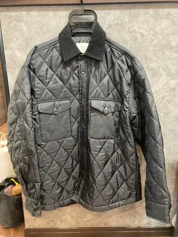 BEAMS 남성용 퀼팅 자켓 코듀로이 옷깃 블랙 S 사이즈