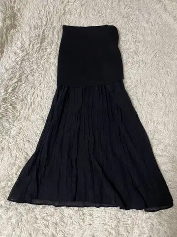 ZARA 콤비 플리츠 니트 스커트 블랙