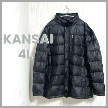 KANSAI 4L 다운 자켓 블랙 하운드투스 패턴 빅 사이즈 새상품급