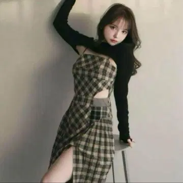 AND MARY Nadia check long dress