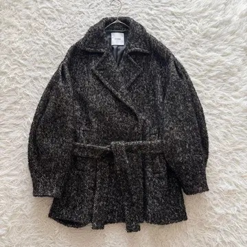 클라네 MIX LOOP TWEED BOX COAT 트위드 벨트 그레이