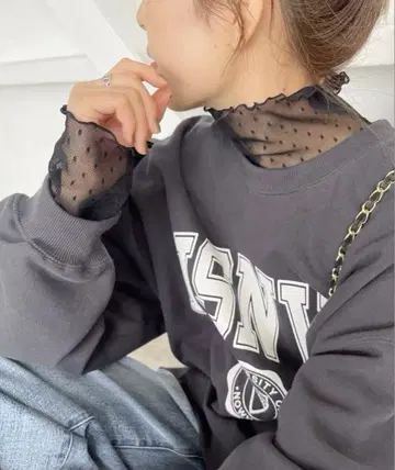 미사용 Spick & Span 도트 튤 하이넥 풀오버