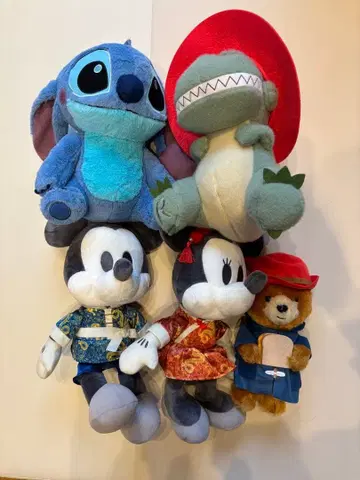 미키, 미니, 렉스, 스티치, 패딩턴 봉제 인형 세트