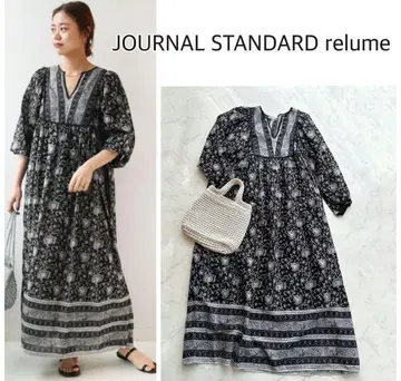 저널 스탠다드 리룸 바틱 플라워 파이핑 원피스