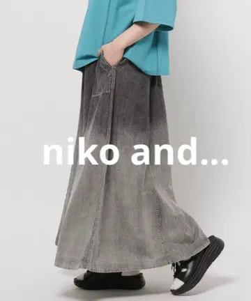 niko and 데님 그라데이션 플레어 스커트 L