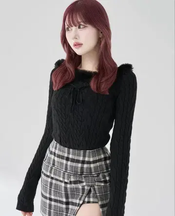 Darich 다리치 넥 퍼 케이블 니트탑 BLK 블랙