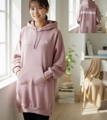 아디다스 후드티 핑크 M-L 상당 원피스 후디