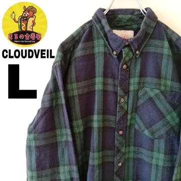 USA 구제 의류 CLOUDVEIL 플란넬 셔츠 L 네이비 그린 체크