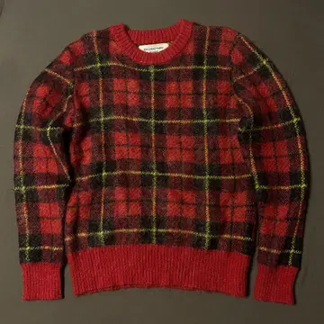 빔즈 보이 모헤어 혼방 체크 무늬 니트