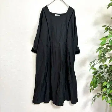 [ bulledesavon 뷔르데사봉 ] 린넨 코튼 셔츠 원피스 블랙