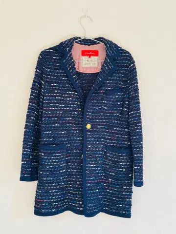 Coohem 네이비 노카라 자켓 뜨개질 디자인