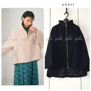 ANAYI 램스울 케이프 코트 네이비