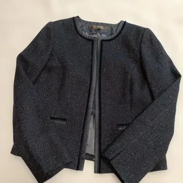 리플렉트 노카라 자켓 라메 믹스 11호 네이비