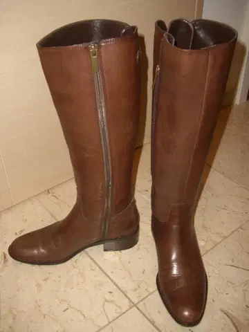 천연 가죽 자키 부츠 앤티크풍 롱 부츠 M23/23.5 브라운