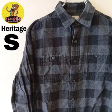 USA 구제 의류 Heritage 플란넬 셔츠 S 블랙 그레이 체크