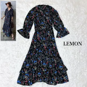 LEMON 꽃무늬 페미닌 루즈핏 롱 원피스 블랙