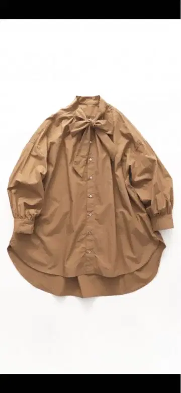 새상품급 nest Robe 네스트로브 코튼 리본 타이 셔츠 브라운 F