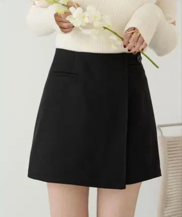 hinari 랩 디자인 미니 치마바지 블랙