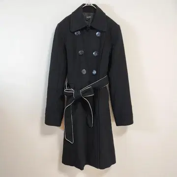 DEAR FLURA P 코트 롱 코트 2 블랙 울 100% 벨트 포함