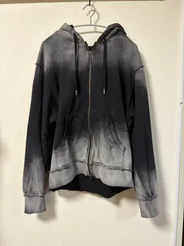 HARE 그라데 블리치 ZIP 후드티 블랙 빈티지